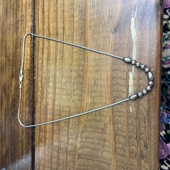 Vintage 90s Classic 925 Sterling Silver Beaded Delicate Minimalist Necklace B3 - Picture 5 of 10